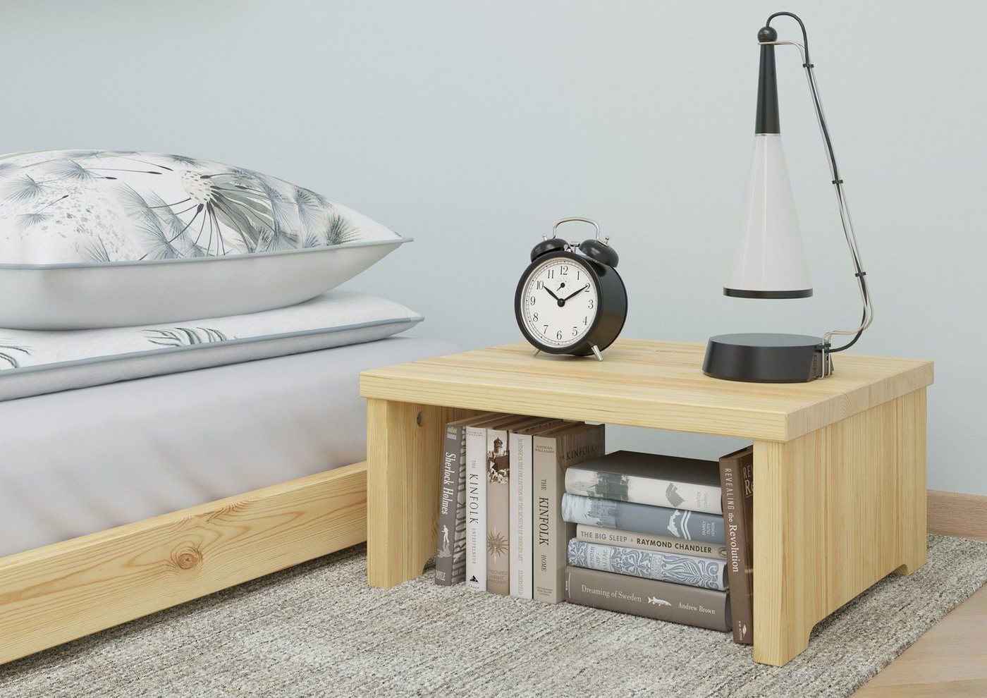 ERST-HOLZ Nachtkommode Stabile Bettkommode ohne Schublade Kiefer massiv natur 90.20-K15, 90.20-K15 - Nachttisch Kiefer farblos lackiert-ohne Schublade von ERST-HOLZ