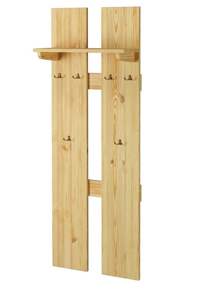 ERST-HOLZ Schuhregal Wand-Garderobe Kiefer Massiv mit Hacken und Ablage von ERST-HOLZ