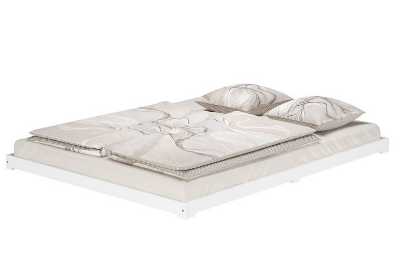 ERST-HOLZ Futonbett Doppelbett Extra Flach 160 x 200 cm Massivholz Weiß, Kieferwaschweiß von ERST-HOLZ