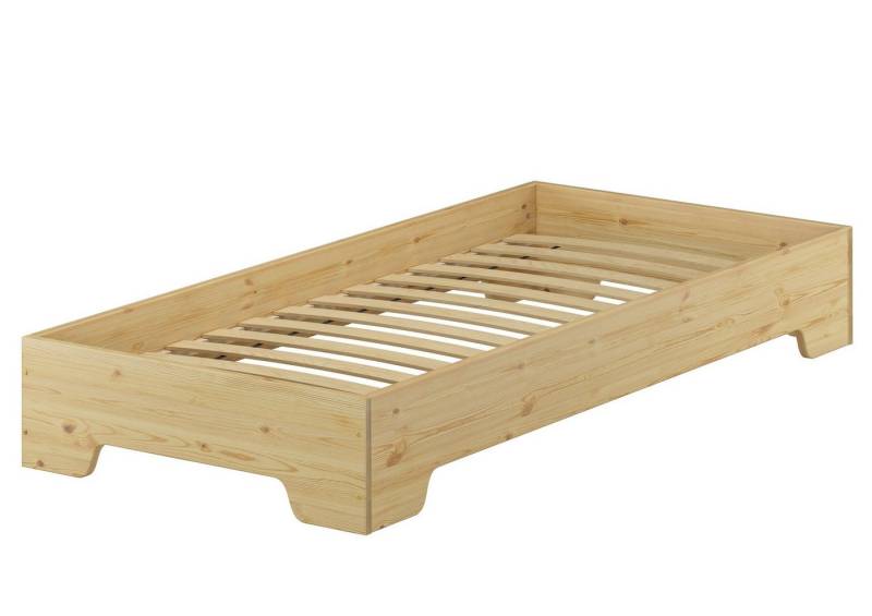 ERST-HOLZ Bett Funktionsbett Bettrahmen Gästebett Kiefer Massivholz 100 x 190, Kieferfarblos lackiert von ERST-HOLZ