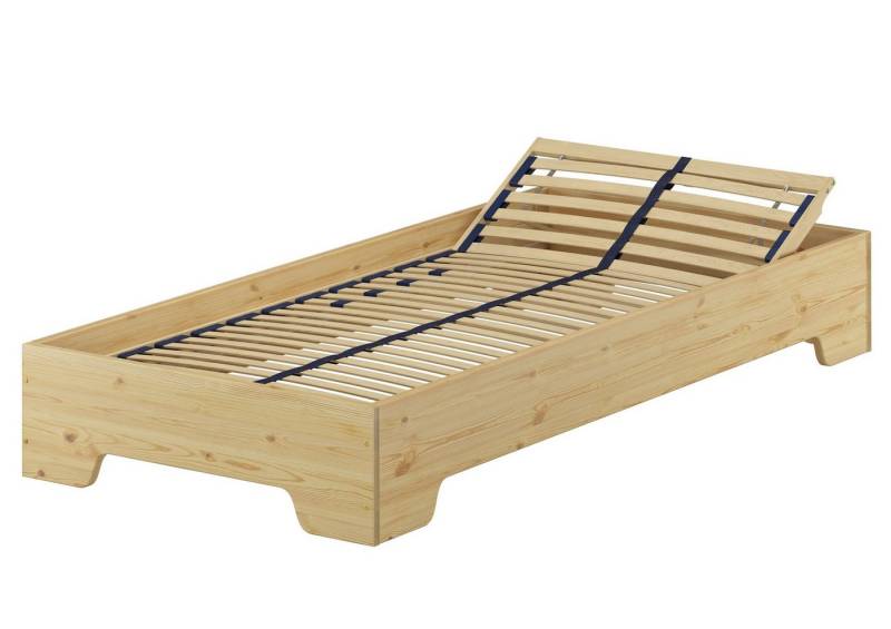 ERST-HOLZ Bett Funktionsbett Bettrahmen Gästebett Kiefer Massivholz 100 x 190, Kieferfarblos lackiert von ERST-HOLZ