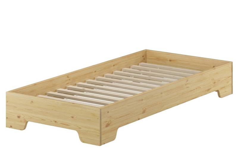 ERST-HOLZ Bett Kinderbett 80 x 190 Kiefer Massiv mit Rollrost, Kieferfarblos lackiert von ERST-HOLZ