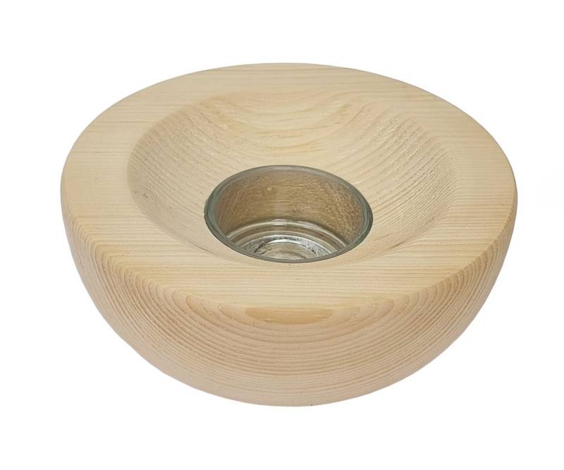 ERST-HOLZ Teelichthalter Zirbenteelicht mit Glas Teelichtschale Zirbenholz von ERST-HOLZ