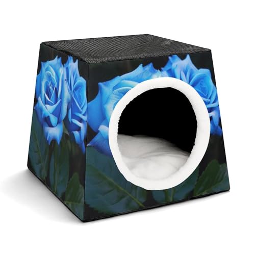 Blaue Rose Blumen Haustierhütte Komfortables Nest für Haustiere Weltraumkapsel Warm Weich Indoor Pet Shelter Space Pet House for Indoor Cats Small Dogs and Medium Animal von ERSTSNCK