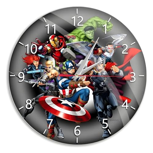 ERT GROUP Original und offiziell Lizenziertes Marvel Wanduhr Glänzend Avengers 003 Marvel Schwarz Leise, Einzigartiges Design, Lackierte Metallzeiger, 30,5 cm (12") von ERT GROUP