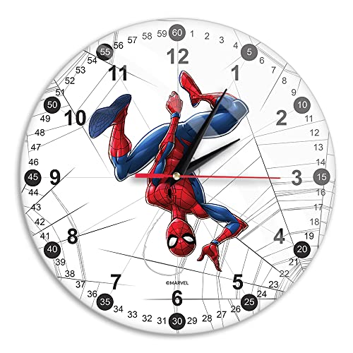 ERT GROUP Original und offiziell Lizenziertes Marvel Wanduhr Glänzend Spider Man 003 Marvel White Leise, Einzigartiges Design, Lackierte Metallzeiger, 30,5 cm (12") von ERT GROUP