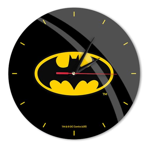 ERT GROUP Original und offiziell Lizenziertes DC Wanduhr Glänzend Muster Batman 004 DC Schwarz Leise, Einzigartiges Design, Lackierte Metallzeiger, 30,5 cm (12") von ERT GROUP