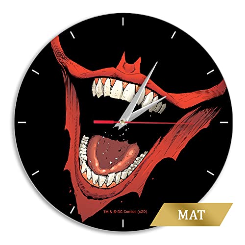ERT GROUP Original und offiziell Lizenziertes DC Wanduhr Matt Muster Joker 002 DC Schwarz Leise, Einzigartiges Design, Lackierte Metallzeiger, 30,5 cm (12") von ERT GROUP