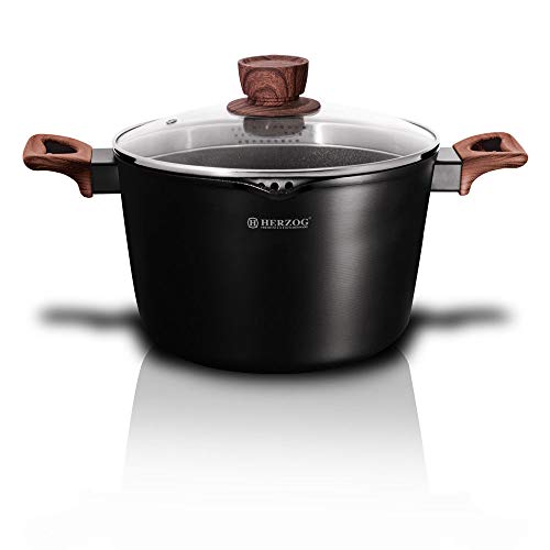 Ertex Aluguss Kochtopf Topf Keramik Antihaft INDUKTION Bratentopf Deep Casserole 24 cm OFENFEST 6,0 L Spaghetti (24 cm 6 Liter Spaghetti) von ERTEX Imperial Collection