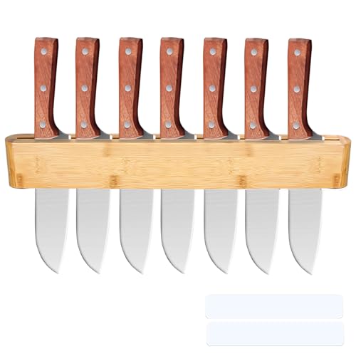 ERUIV Messerblock Schublade, Messerhalter aus Bambus, Unbestückte Messerblöcke, Selbstklebende Aufhängung Knife Block, Küchenmesserständer, Ohne Bohren montierbarer Messerhalter von ERUIV