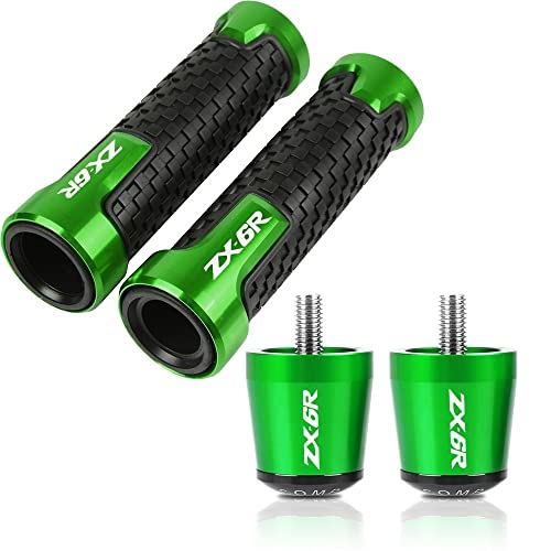 ERUKEI Für Kawasaki ZX6R ZX-6R 2000 2001 2002 2003 2004 2005 2006 2007 2008 Motorrad Lenker Handgriffe Anti Skid Lenkerkappe Enden Stecker CNC Aluminium Zubehör Griffstange (Farbe : Grün) von ERUKEI