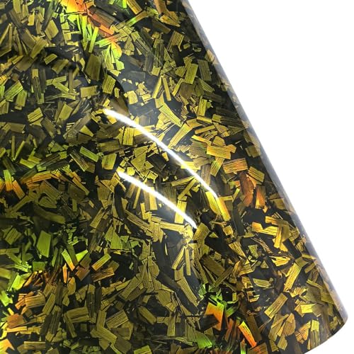 Kohlenstofffaser-Platten Kunststoff Verpackung Eth Adhesive Carbon Fiber Vinyl Wrap Film For Car Multicolor Multiple Sizes(Laser Gold,10cm X 152cm) von ERVDKXCOI