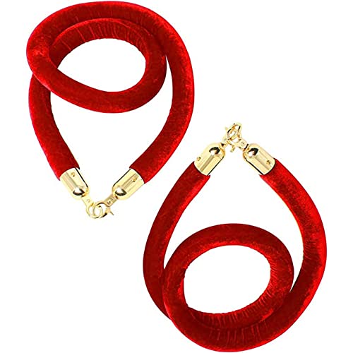 Massenkontrolle Barrieren Schlangen an Seilen, Absperrseil aus Samt, grau, Absperrung for Menschenmengen, for Absperrpfosten, Warteschlangenstangen mit versilberten Haken(Red a,6ft/185cm) von ERVDKXCOI