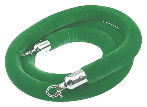 Massenkontrolle Barrieren Schlangen an Seilen, Absperrseil aus Samt, grünes Absperrseil zur Kontrolle von Menschenmengen for Absperrpfosten, Warteschlangenstangen mit versilberten Haken(E,3ft/90cm) von ERVDKXCOI