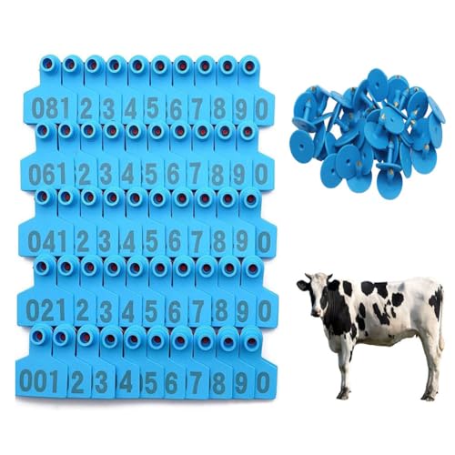 Nummern der Tiere Ohrmarke, Livestock Ear Tags For Cattle Pigs Goats Sheep Pack Of 100 Multicolor Multiple Sizes(Blue 7.5 * 10cm (2.95 * 3.93in),101-200) von ERVDKXCOI