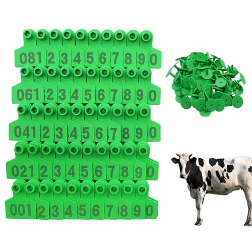 Nummern der Tiere Ohrmarke, Livestock Ear Tags For Cattle Pigs Goats Sheep Pack Of 100 Multicolor Multiple Sizes(Green 6 * 7.5cm (2.36 * 2.95in),401-500) von ERVDKXCOI