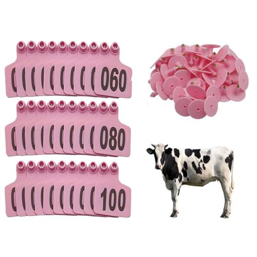 Nummern der Tiere Ohrmarke, Livestock Ear Tags For Cattle Pigs Goats Sheep Pack Of 100 Multicolor Multiple Sizes(Pink 4 * 5cm(1.57 * 1.96in),301-400) von ERVDKXCOI