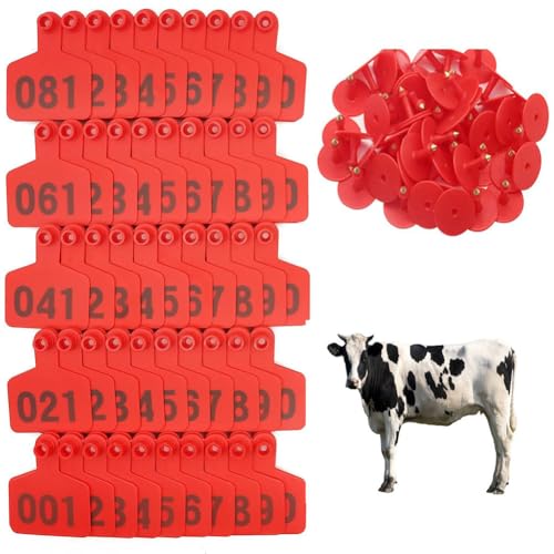 Nummern der Tiere Ohrmarke, Livestock Ear Tags For Cattle Pigs Goats Sheep Pack Of 100 Multicolor Multiple Sizes(Red 6 * 7.5cm (2.36 * 2.95in),201-300) von ERVDKXCOI