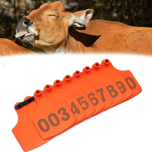 Nummern der Tiere Ohrmarke, Livestock Ear Tags Pack Of 100 Multicolor Multiple Sizes With Number Range 001-500(Orange 6 * 7.5cm (2.36 * 2.95in),101-200) von ERVDKXCOI