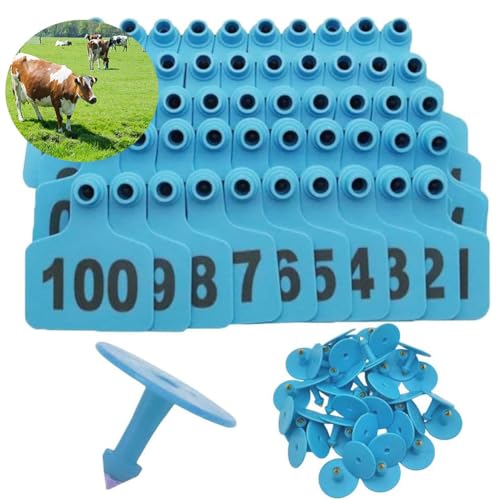 Nummern der Tiere Ohrmarke, Livestock Ear Tags With Numbers 001-500 Multicolor Multiple Sizes Pack Of 100(Blue 7.5 * 10cm (2.95 * 3.93in),001-100) von ERVDKXCOI