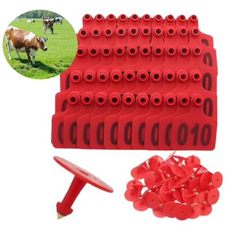 Nummern der Tiere Ohrmarke, Livestock Ear Tags With Numbers 001-500 Multicolor Multiple Sizes Pack Of 100(Red 6 * 7.5cm (2.36 * 2.95in),001-100) von ERVDKXCOI