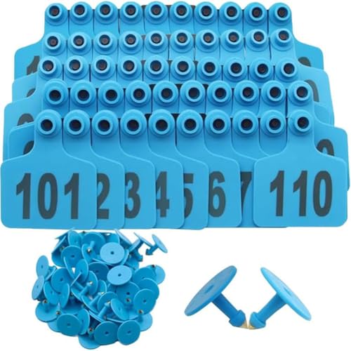 Nummern der Tiere Ohrmarke, Pack of 100 Livestock Ear Tags Multicolor Multiple Sizes Numbered PE Plastic(Blue 7.5 * 10cm (2.95 * 3.93in),101-200) von ERVDKXCOI