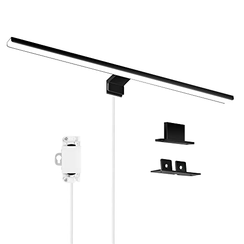 ERWEY 2 in 1 LED Badleuchte IP44 Spiegelleuchte 60CM Kaltweiß Schminklicht Badezimmer 230V Schrankleuchte Spiegelschrank Aufbauleuchte Bad Klemmleuchte (Schwarz 6000K 8W) von ERWEY