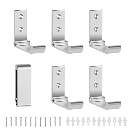 ERWEY 6PCS Faltbare Haken Wandhaken für hängende Kleiderhaken rostfreier Aluminiumlegierung Kleiderbügelhaken an der Wand montiert mit Schrauben für Schlüssel, Handtuch, Hut, Taschen,Silber von ERWEY