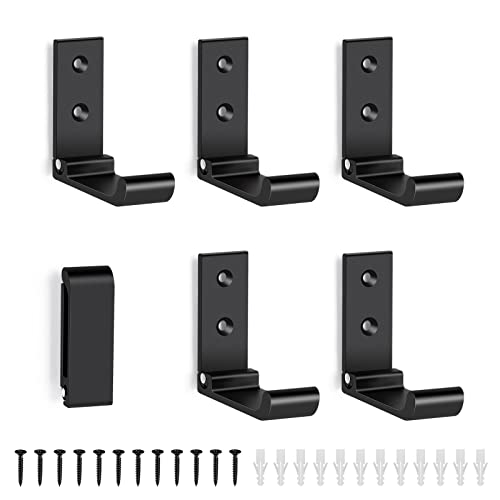 ERWEY 6PCS Faltbare Haken schwarze Wandhaken für hängende Kleiderhaken rostfreier Aluminiumlegierung Kleiderbügelhaken an der Wand montiert mit Schrauben für Schlüssel, Handtuch, Hut, Taschen von ERWEY