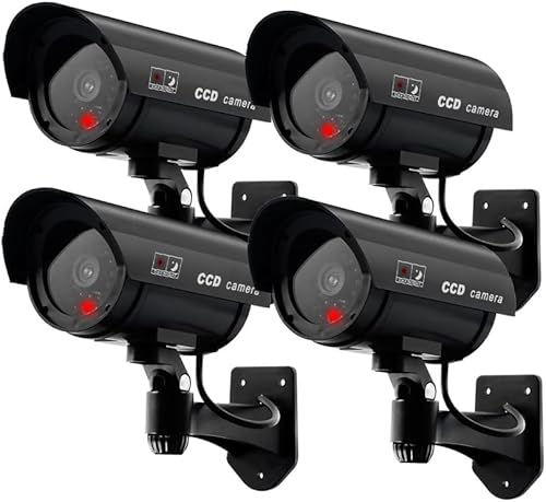 ERWEY Dummy Kamera Fake Überwachung Kamera CCTV mit Blinkendem LED Licht Sicherheitskamera - 4 Stück (Schwarz) von ERWEY