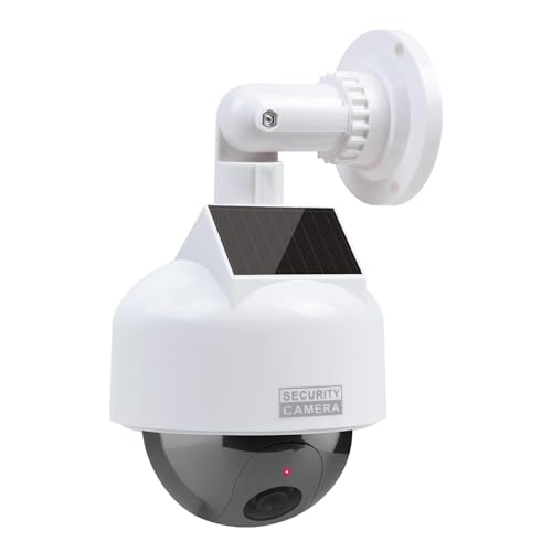 ERWEY Dummy Kamera Solar Kamera Attrappe Simulierte Dummy Speed Dome mit Objektiv Videoüberwachung Warensicherung Überwachungskamera Fake Camera für Innen- und Aussenbereich von ERWEY