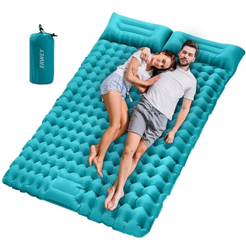 ERWEY Isomatte Selbstaufblasend 2 Personen 200x135 cm Ultraleicht Camping Isomatte Aufblasbar Luftmatratze Schlafmatte mit Fußpumpe Faltbar Schlafmatten mit Kissen, Cyan ERWEY Isomatte Selbstaufblasend 2 Personen 200x135 cm Ultraleicht Camping Isomatte Aufblasbar Luftmatratze Schlafmatte mit Fußpumpe Faltbar Schlafmatten mit Kissen, Cyan von ERWEY