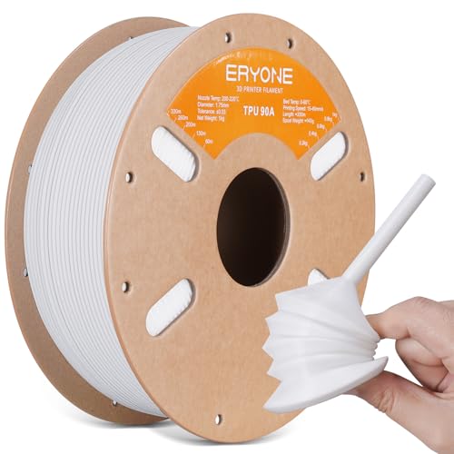 ERYONE 90A TPU-Filament 1,75 mm für 3D-Drucker +/-0,03 mm, 1 kg (2,2 lbs) / Spule, Weiß von ERYONE