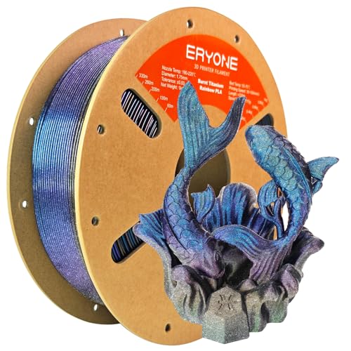 ERYONE Burnt Titanium Rainbow PLA Filament 3D Printer，1.75mm +/-0.03mm, 1kg(2.2LBS)/Spool, Rose & Dark Gold & Green & Blue & Purple Blue von ERYONE