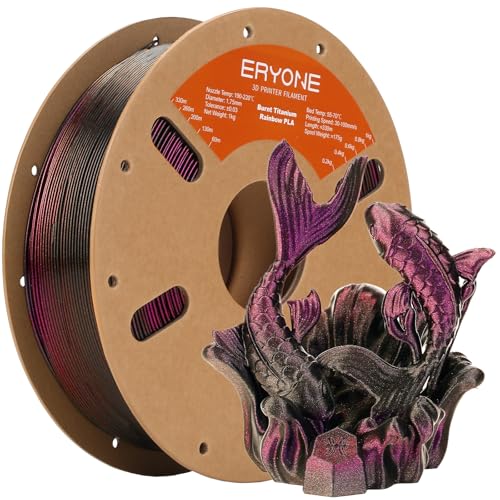 ERYONE Burnt Titanium Rainbow PLA Filament 3D Printer 1.75mm +/-0.03mm, 1kg(2.2LBS)/Spool, Stargazer (Rose & Flash Black) von ERYONE