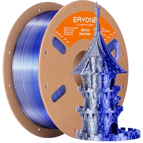 ERYONE Dual Seiden PLA Filament 1.75mm,Co-Extrucsion PLA Seiden Filament für 3D Drucker +/- 0,03 mm,Bicolor-Seide Zwei-Eins PLA Filament1 kg/Spule,Mitternachtsblau & Silber ERYONE Dual Seiden PLA Filament 1.75mm,Co-Extrucsion PLA Seiden Filament für 3D Drucker +/- 0,03 mm,Bicolor-Seide Zwei-Eins PLA Filament1 kg/Spule,Mitternachtsblau & Silber von ERYONE