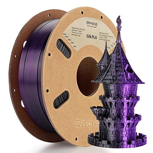 ERYONE Dual Zweifarbig PLA Filament 1.75mm, 3D Drucker Filament 1kg Spule +/- 0,03 mm, Seide Schwarz Violett von ERYONE