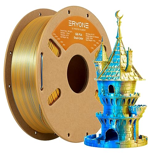 ERYONE Dual Zweifarbig PLA Filament 1.75mm, 3D Drucker Filament 1kg Spule +/- 0,03 mm,Gold & Blue von ERYONE