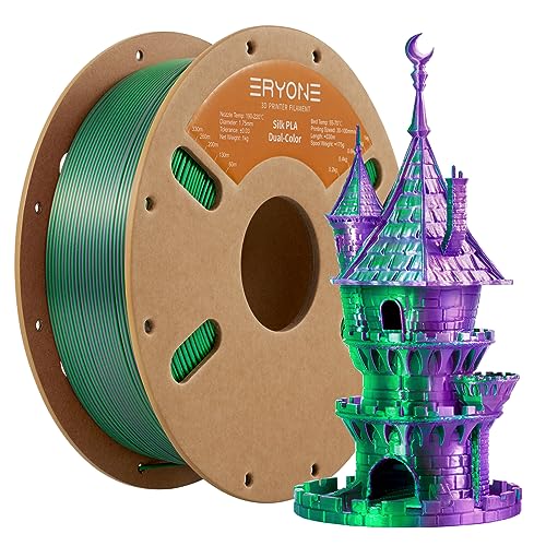 ERYONE Dual Zweifarbig PLA Filament 1.75mm, 3D Drucker Filament 1kg Spule +/- 0,03 mm.Purple & Green von ERYONE