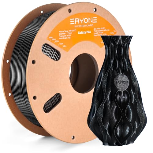 ERYONE Funkelndes Glitzer-glänzendes PLA Filament voor 3D Druker, 1.75mm+/-0.03mm, 1kg/Spool, Schwarz von ERYONE