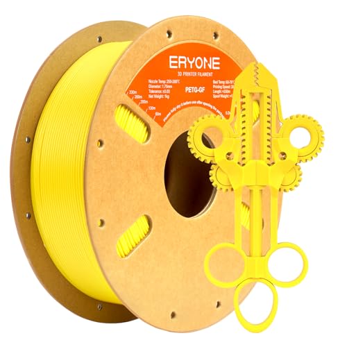 ERYONE Glass Fiber PETG Filament 1.75mm +/- 0.03mm, PETG GF 3D Drucker Filament, 1kg (2.2 lbs)/Spool, Gelb von ERYONE