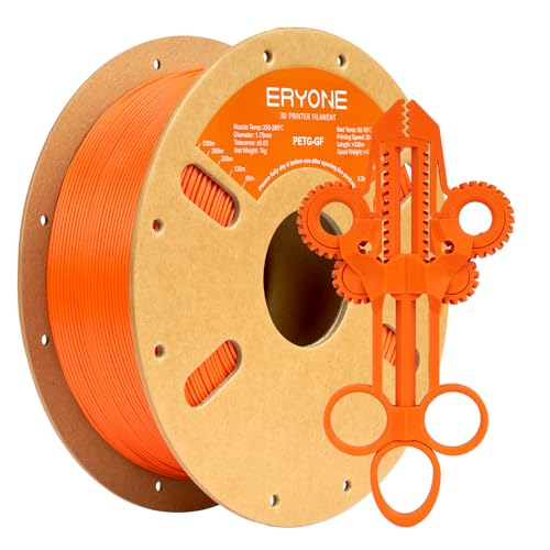 ERYONE Glass Fiber PETG Filament 1.75mm +/- 0.03mm, PETG GF 3D Drucker Filament, 1kg (2.2 lbs)/Spool, Orange von ERYONE