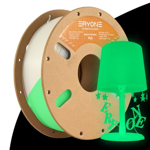 ERYONE Glow PLA Filament 1.75mm +/- 0.03mm, 1kg Spool (2.2LBS) 3D Printer Filament, Glow In The Dark, Glow Green von ERYONE