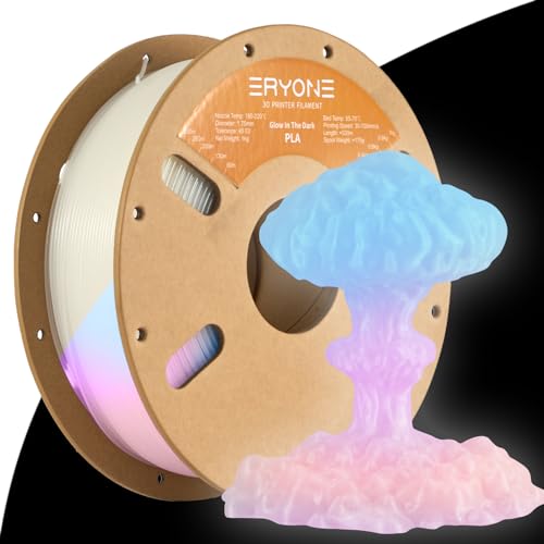 ERYONE Glow PLA Filament 1.75mm +/- 0.03mm, 1kg Spool (2.2LBS) 3D Printer Filament, Glow In The Dark, Glow Rainbow von ERYONE