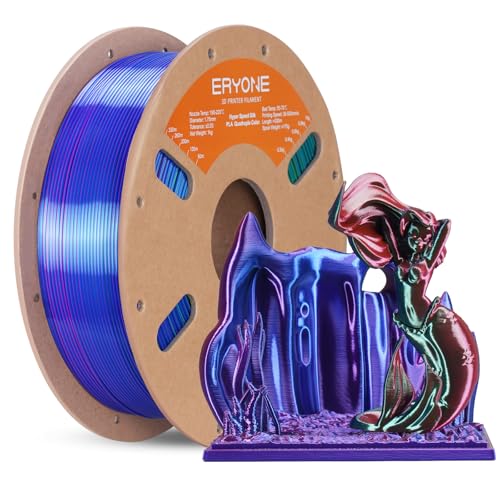 ERYONE HS Seide Vierfarbiges PLA-Filament für 3D-Drucker, 1,75 mm +/-0,03mm, Hyper Speed Coextrusion Filament PLA Shiny 1kg, Evil Pool (Lila & Rot & Grün & Blau) von ERYONE