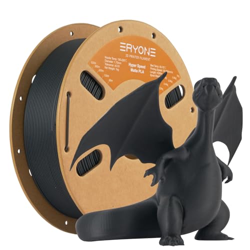 ERYONE High Speed Matte Filament PLA 1.75mm +/- 0.03mm, 3D Printing PLA Pro Filament Fit Most FDM Printer, 1kg (2.2LBS) / Spool, Black von ERYONE