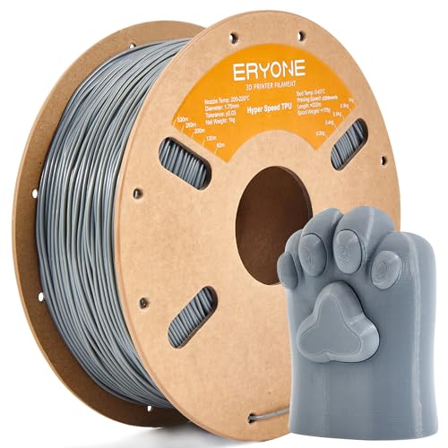 ERYONE High Speed Filament TPU 1.75mm +/- 0.03mm,3D-Drucker-Filament,Rapid TPU 95A Filament 30-300mm/s,Hyper Speed TPU passend für die meisten FDM-Drucker,1kg(2.2LBS)/Spule,Grau von ERYONE