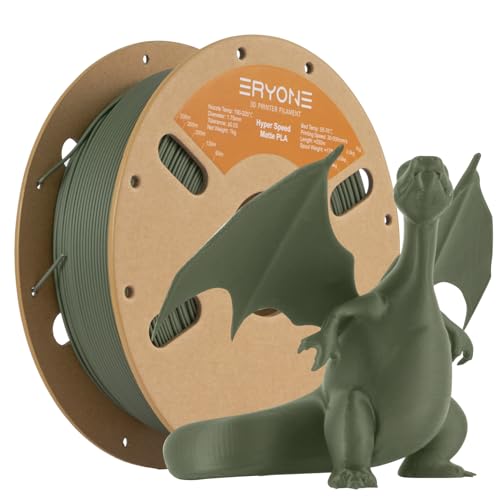 ERYONE High Speed Matte Filament PLA 1.75mm +/- 0.03mm, 3D Printing PLA Pro Filament Fit Most FDM Printer, 1kg (2.6LBS) / Spool, Olive Green von ERYONE