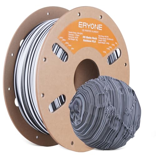 ERYONE High Speed Matte Twist PLA-Filament 1,75 mm,3D-Drucker-Filament PLA Matte+/-0,03 mm,1kg(2,2lbs)/Spule,Schneller Farbwechsel Mattes Mehrfarbiges Regenbogen-PLA,Matte Rock PLA Zebra Stone von ERYONE