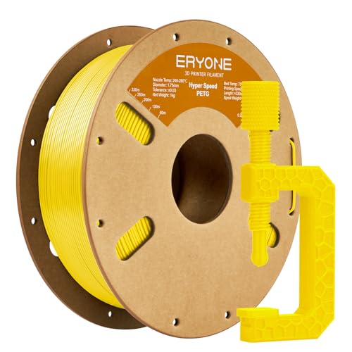 ERYONE High Speed PETG Filament 1.75mm +/- 0.03mm, High Speed Filament PETG,Rapid PETG Filament, 3D printing filament, 30-600mm/s Hyper Speed PETG filament, 1kg (2.2LBS) / Spool, Yellow von ERYONE